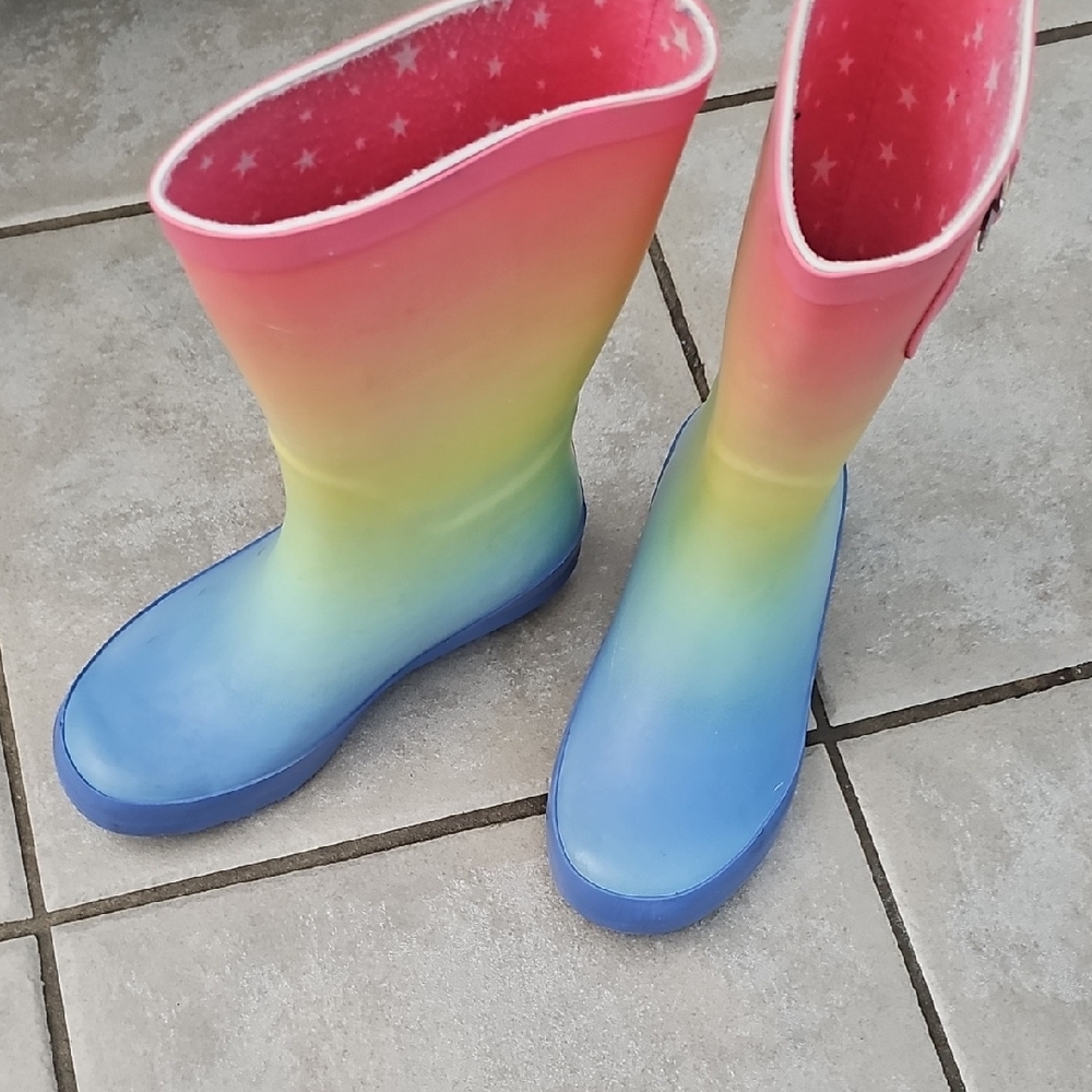 Pink and Yellow Rain & Snow Boots with Gradient Design